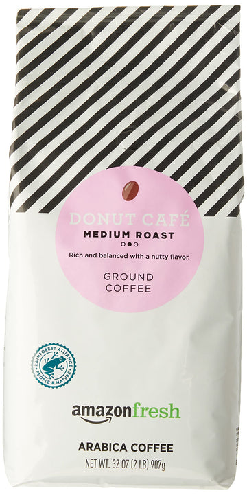 Amazonfresh Donut Cafe Ground Coffee, Medium Roast, 32 Ounce
