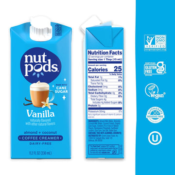 nutpods Vanilla Non Dairy Coffee Creamer, Sweetened with Organic Cane Sugar, Made from Almonds and Coconuts, Gluten Free, Non-GM