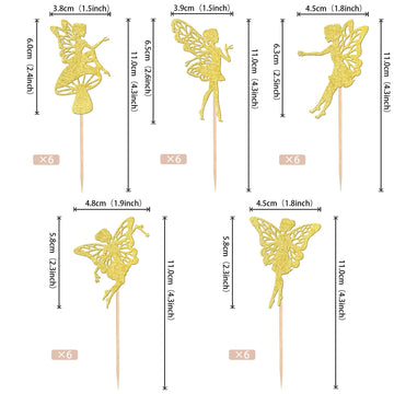 30 Pcs Fairy Cupcake Toppers Glitter Ballet Dancer Flower Angel Fairy Cupcake Picks Decoration For Wedding Bridal Shower Baby Sh