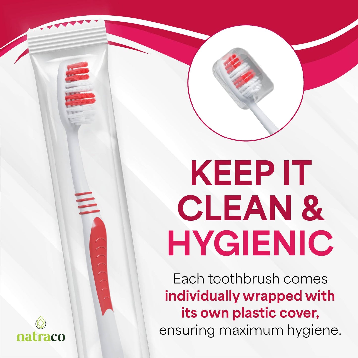 Bulk Toothbrush Pack With Hygienic Covers  Premium Quality Individually Wrapped Colorful Tooth Brushes  Medium Soft Bristles Per