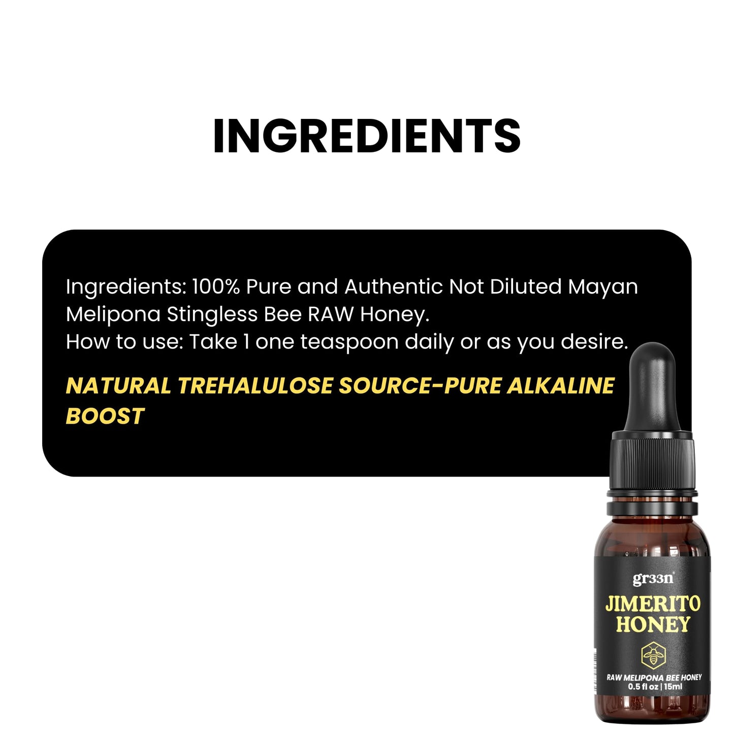 Jimerito Stingless Bee Melipona Honey Drops 15ml - Pure Mayan Melipona Honey - Natural  Raw  and Unprocessed