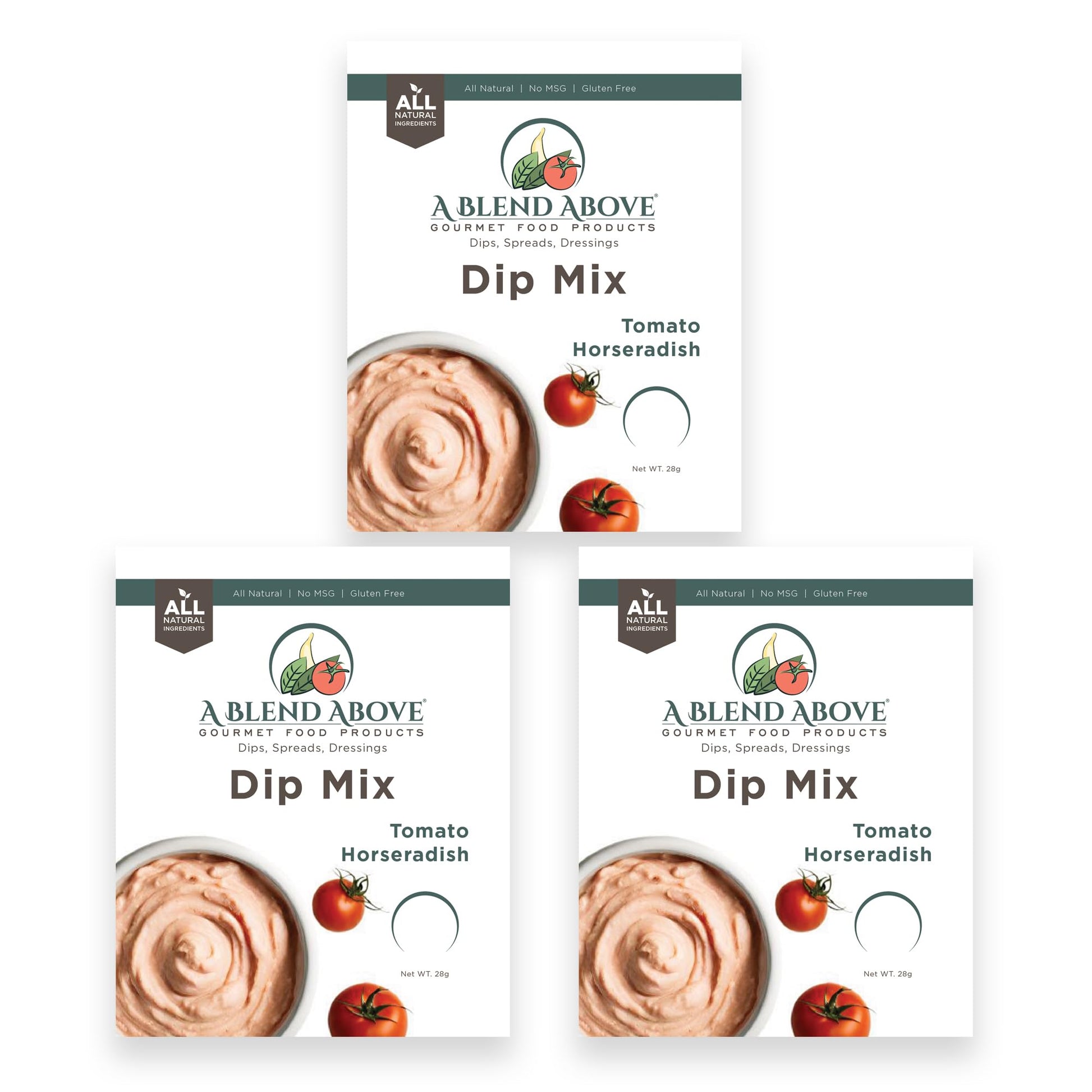 A Blend Above Tomato Horseradish Dip Mix, Gluten-Free, Vegan, 3 Packs, 1 oz Each, Easy to Make, Low Carb