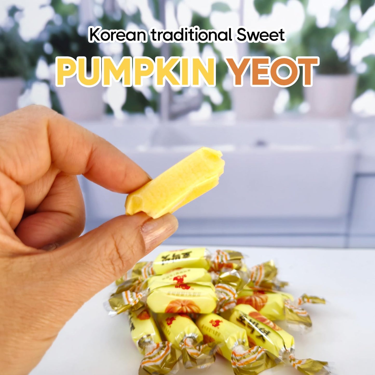 COELO Pumpkin Yeot Soft Candy  , Chewy Texture, 105g (3.7 oz) per Pack, Individually Wrapped, Korean Traditional Snack