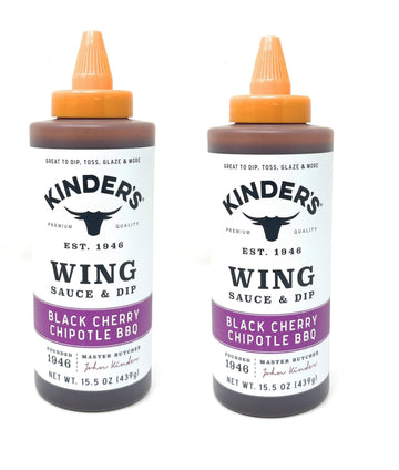 Kinders Marinades, BBQ, Dipping & Wing Sauces - 2 bottles (Black Cherry Chipotle BBQ Wing 15.5oz)