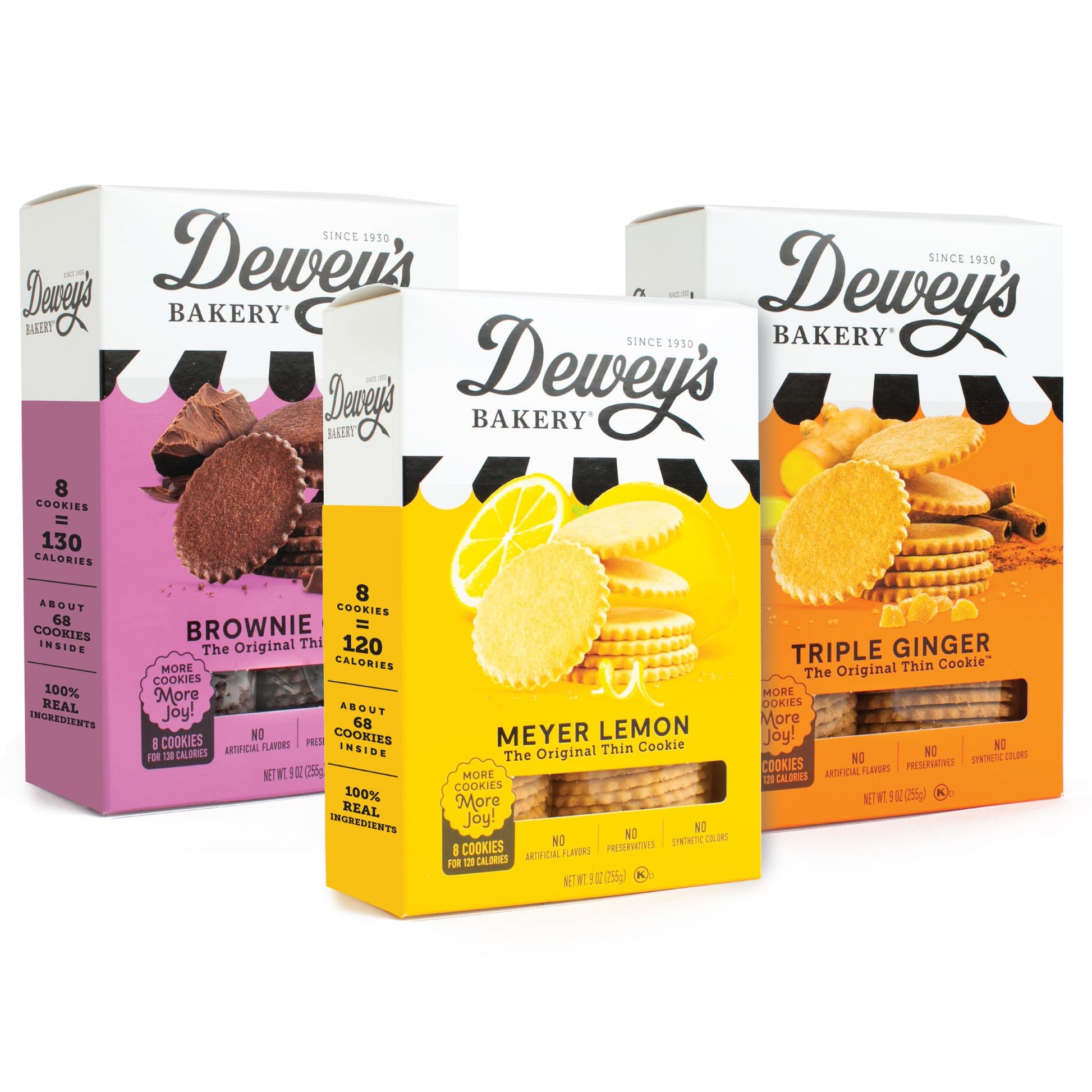 Dewey'S Bakery Meyer Lemon, Brownie Crisp & Triple Ginger Moravian Cookie Thin Variety Pack | No Artificial Flavors, Synthetic C