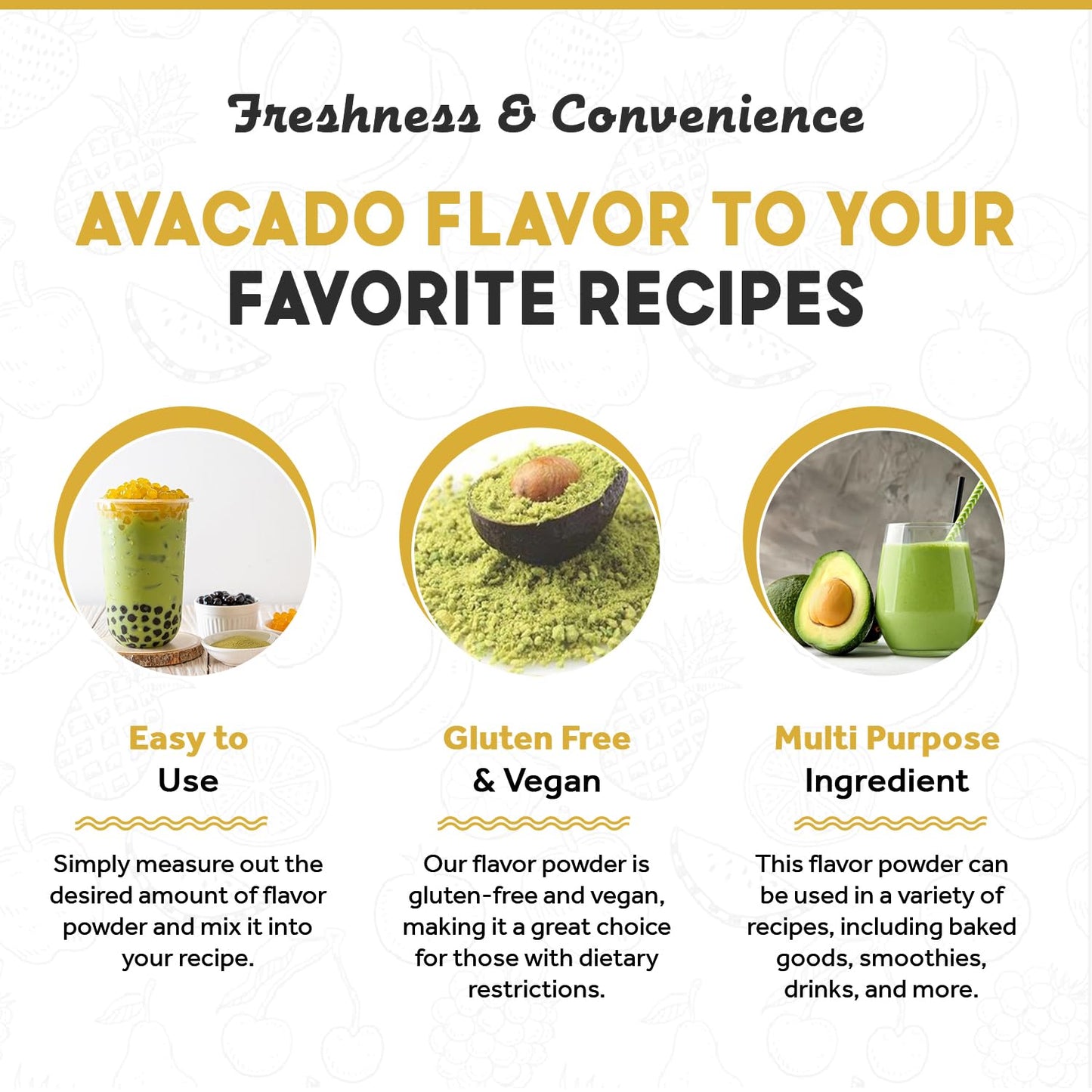 Fanale Avocado Bubble Tea Flavoring Powder | 2.2 Pounds | Perfect for Baking, Smoothies, Desserts, and Drinks
