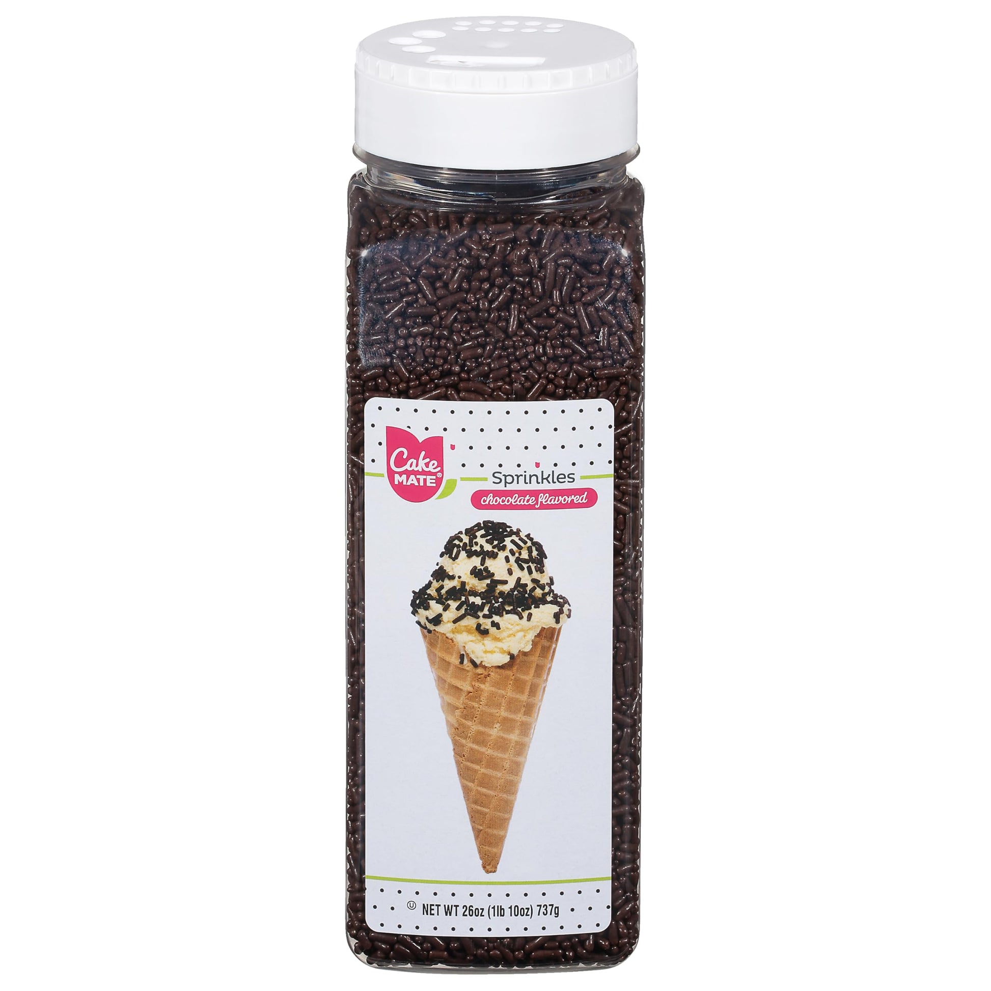 Cake Mate Chocolate Dessert Sprinkles - Edible Cake Decorating And Baking Sprinkles For Cookies, Cupcakes, And Ice Cream Toppings - 26Oz (Chocolate)