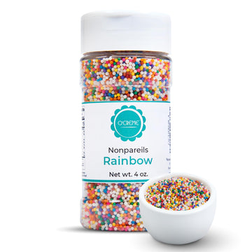 OCreme Nonpareils Sprinkles - 4oz Rainbow Non Pareil Sprinkles - Colorful Sprinkles for Cake Decorating - Kosher Sprinkles for I
