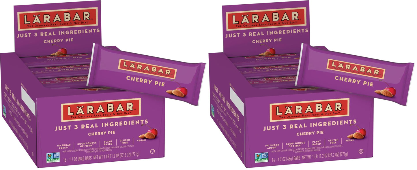Larabar Cherry Pie, Gluten Free Vegan Fruit & Nut Bar, 1.7 oz Bars, 16 Ct (Pack of 2)