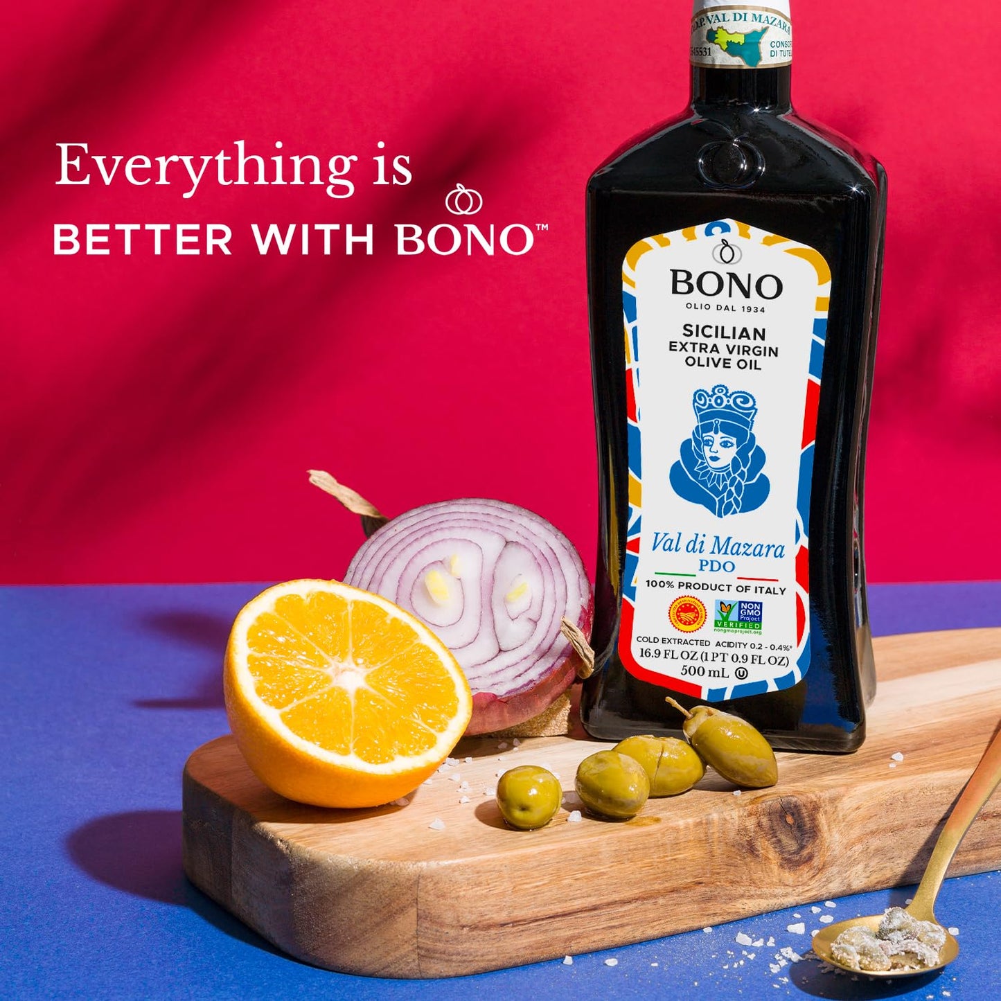 Bono Extra Virgin Olive Oil, Sicilian PDO, 16.9 Fl Oz, Val Di Mazara, Model 277495