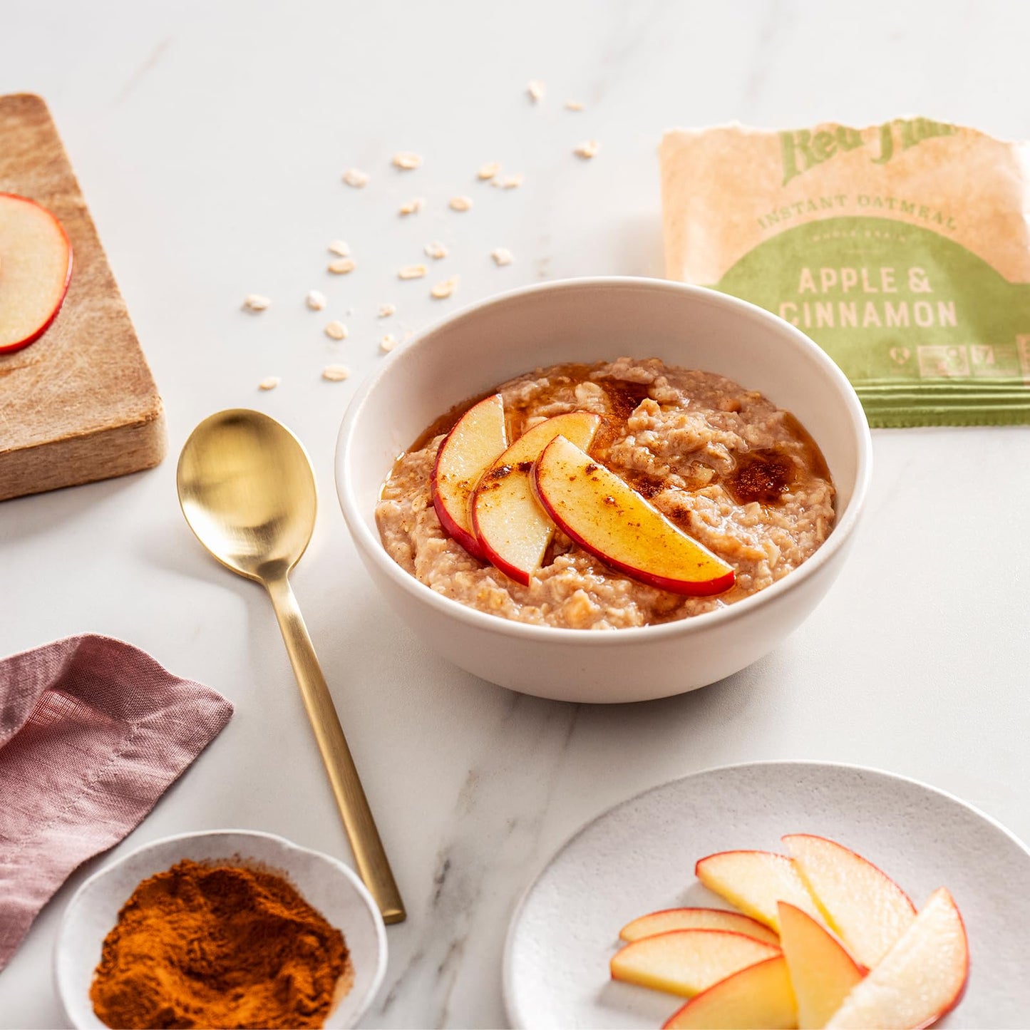 Bobs Red Mill Instant Oatmeal Packets  Apple & Cinnamon  6 Packets Total  Non-GMO  Gluten Free  Whole Grain
