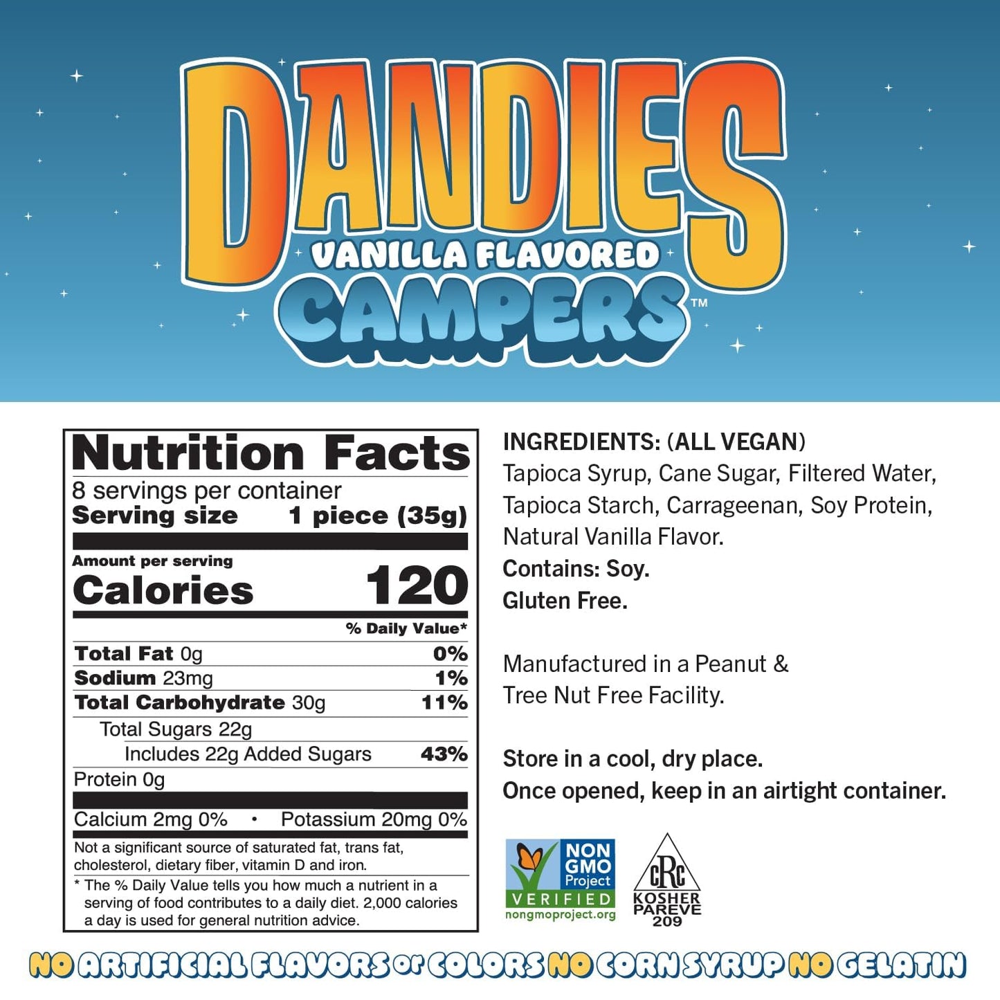 Dandies Jumbo Campers, Vegan Marshmallows, No Artificial Flavorings, Food Dyes, Corn Syrup, Or Gelatin, Perfect For Smores And C