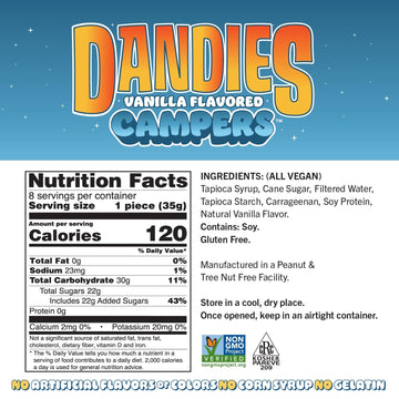 Dandies Jumbo Campers, Vegan Marshmallows, No Artificial Flavorings, Food Dyes, Corn Syrup, Or Gelatin, Perfect For Smores And C