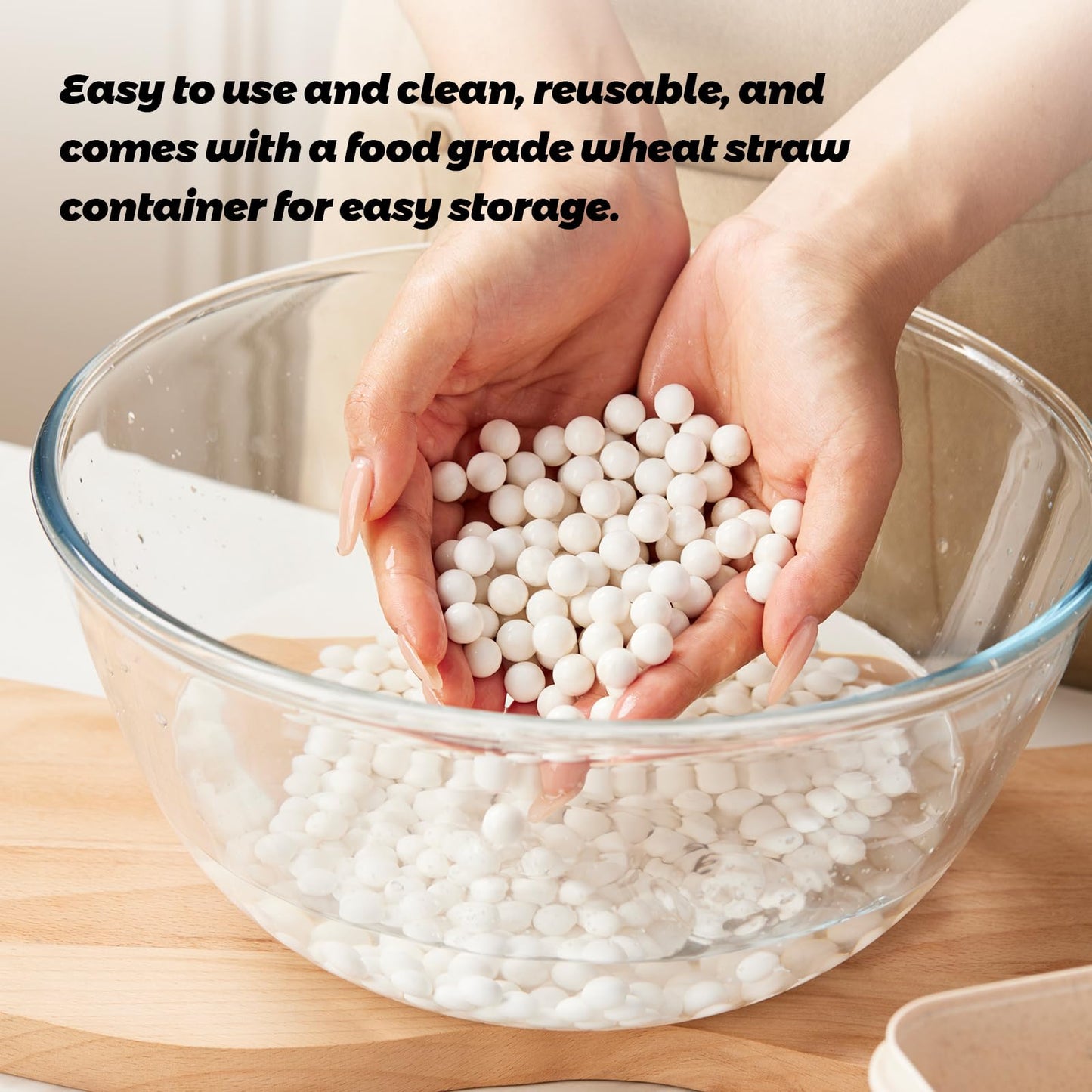ROCKSHEAT K Ceramic Pie Weights, Baking Beads Pie Crust Weights, Natural baking beans with Wheat Straw Container (2.2Lb | 1000g)