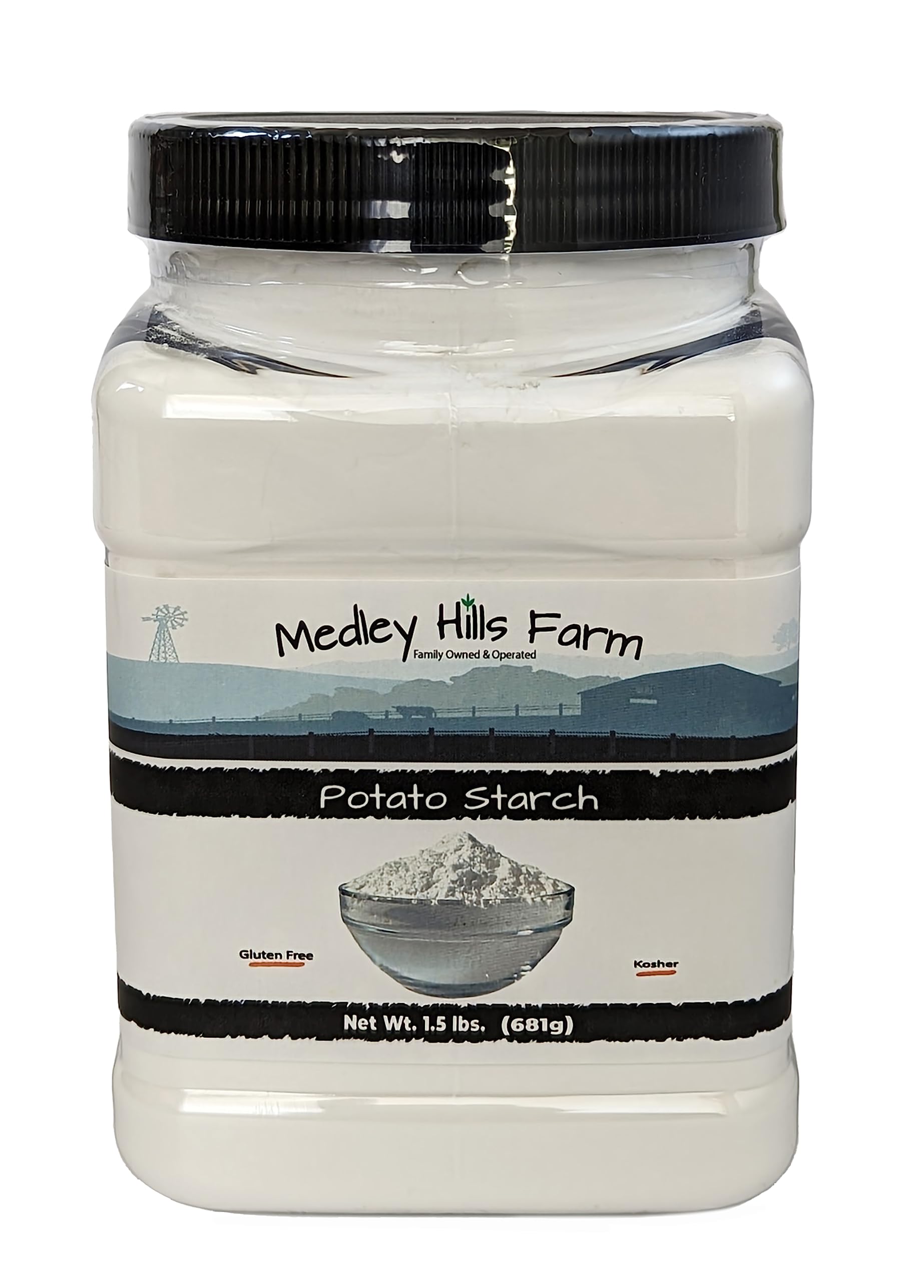 Potato starch gluten free by Medley hills farm 1.5 lbs. in Reusable Container - No Artificial Ingredients or Preservatives, Grea