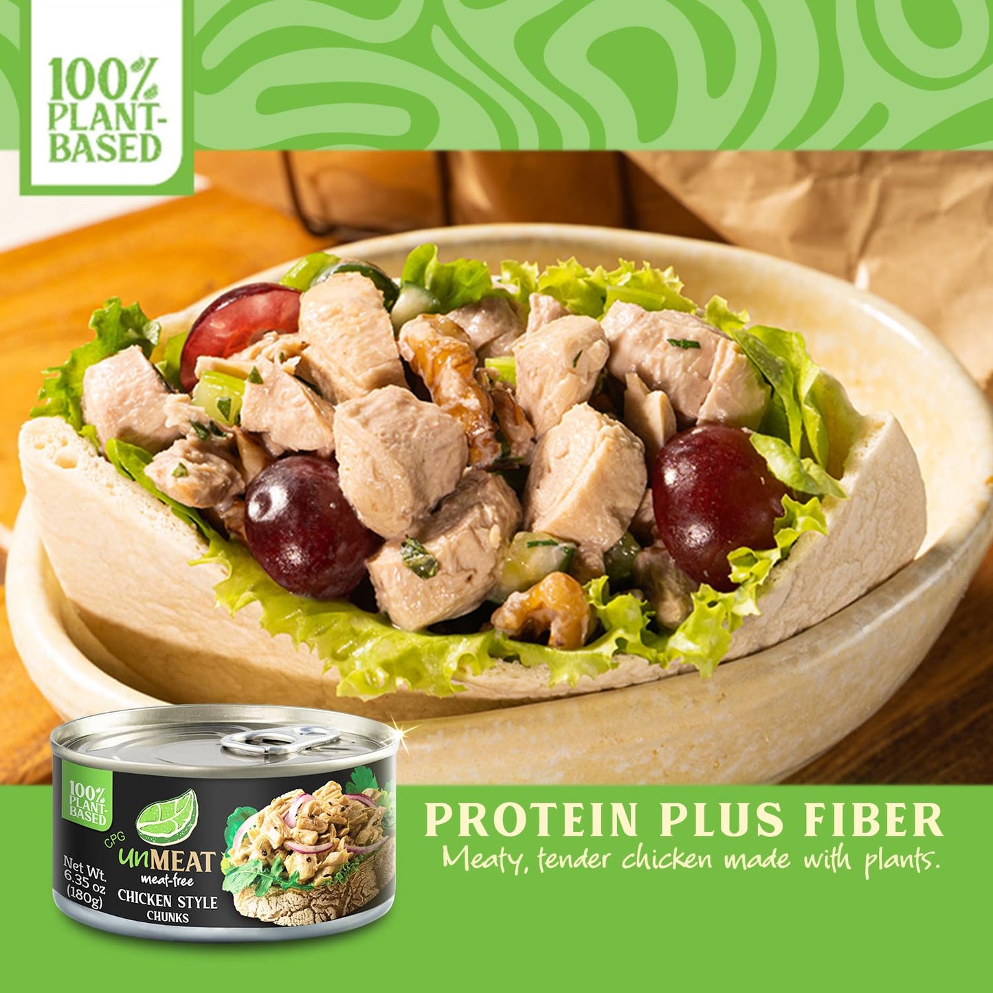 Unmeat Plant Based Meat | Easy To Prepare Plant Based Protein | Vegan Meat With Less Calories, Chicken Style Chunks, 12 Pack