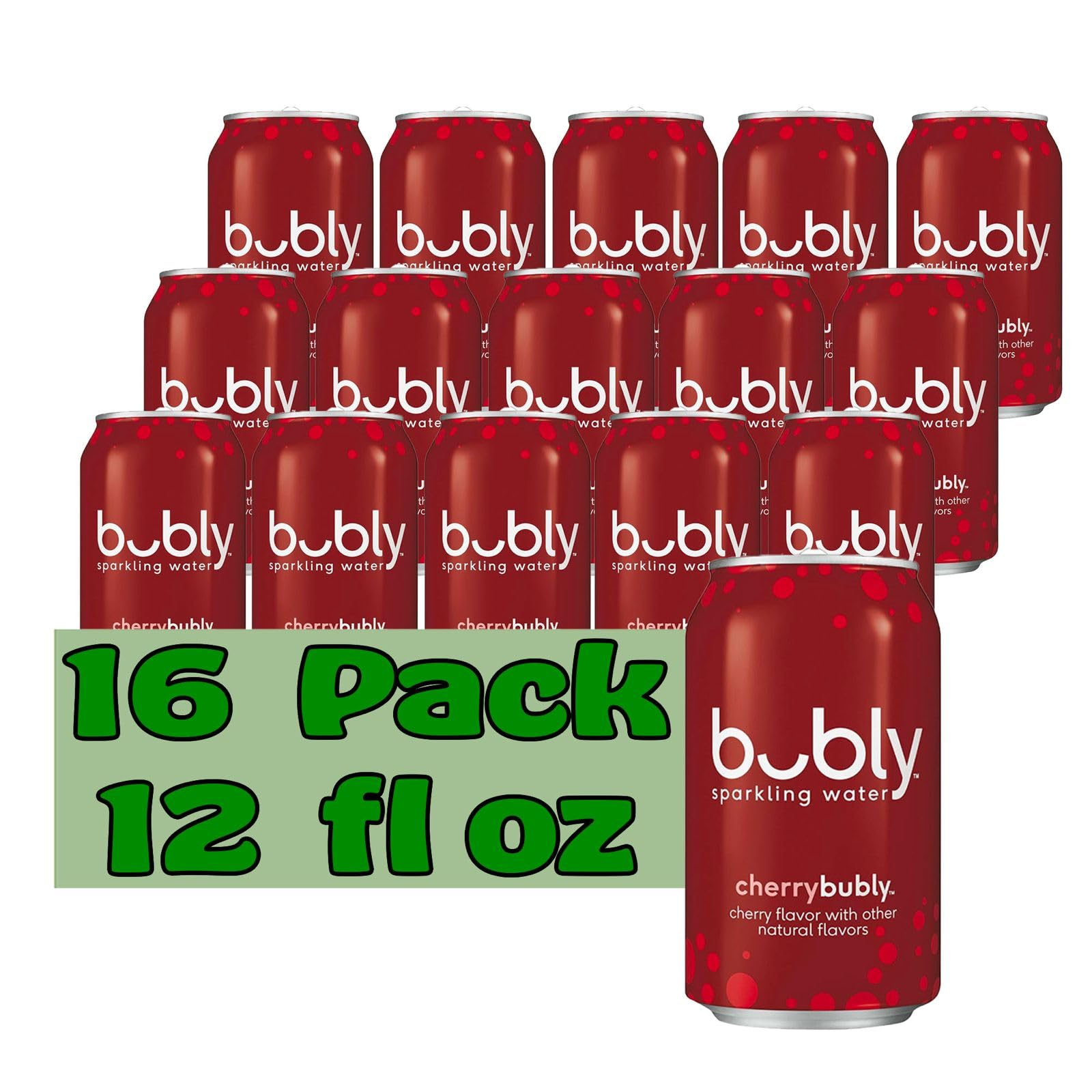 Bubly Cherry Flavored Sparkling Water 12 fl oz Aluminum Can 16 Pack