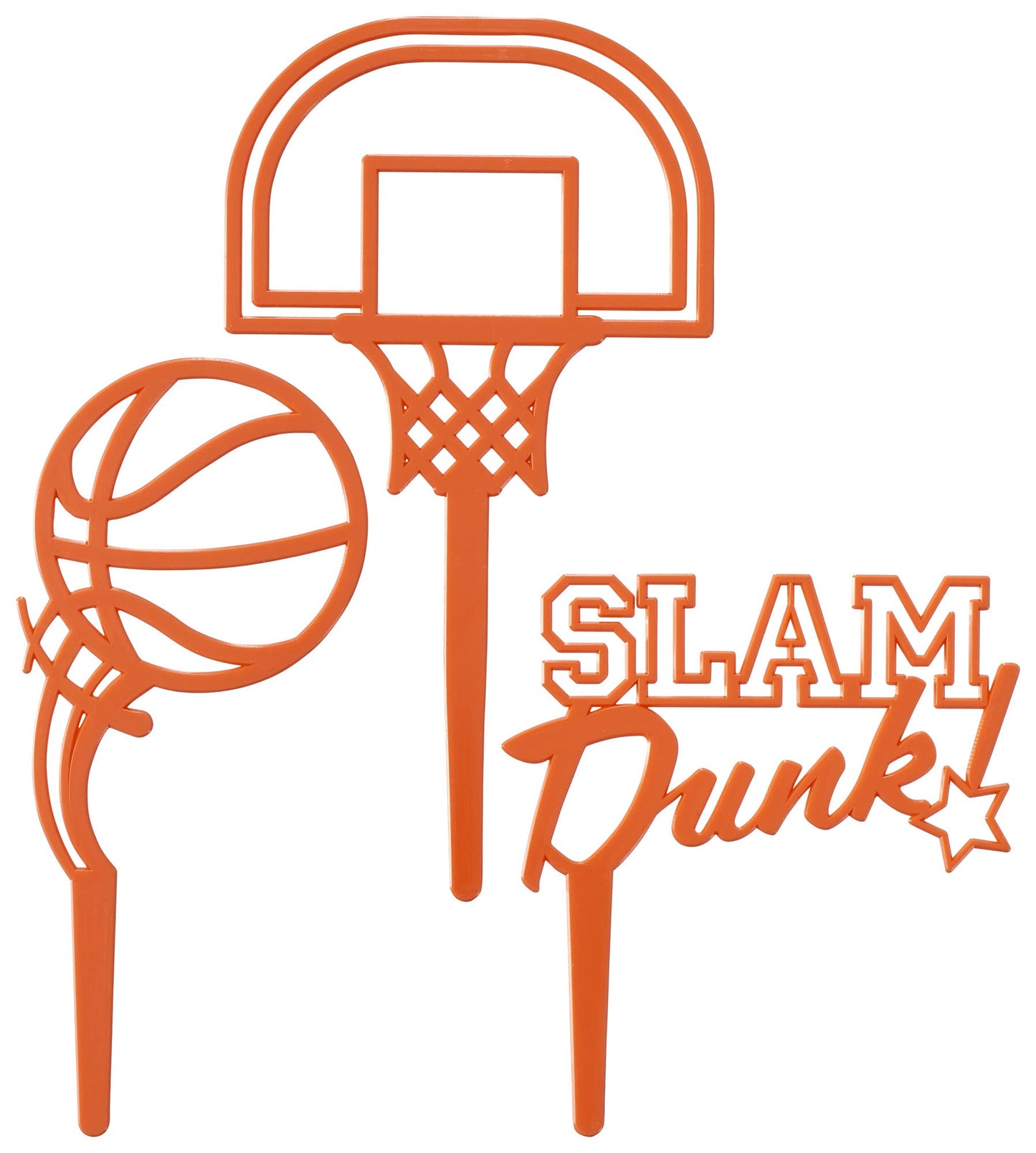 Decopac Basketball Slam Dunk Cake Decorating Kit, 3 Piece Cake And Cupcake Toppers For Birthdays, Parties, And Team Celebrations
