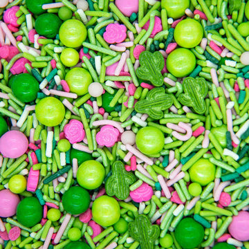 Fancy Edible Sprinkles For Cake, Cookie, Cupcake Decorating, And Baking - Baby Shower Cake Sprinkles And Toppings In Light Pink Jimmies, Green Nonpareils, Pink Rose And Green Cactus Candy Sprinkles