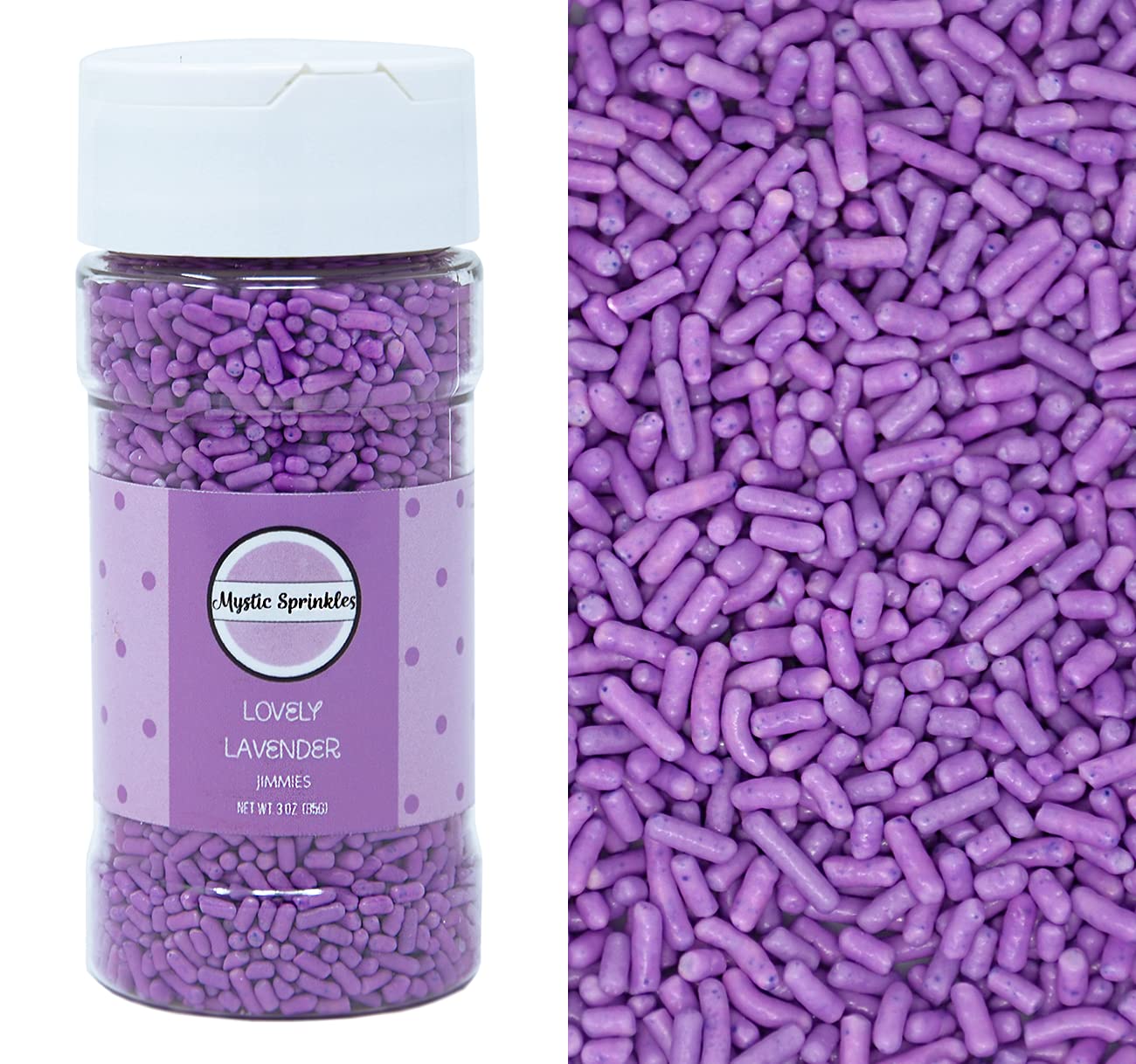 Mystic Sprinkles Solid Color Jimmy Sprinkles (Lovely Lavender Jimmies 3Oz)