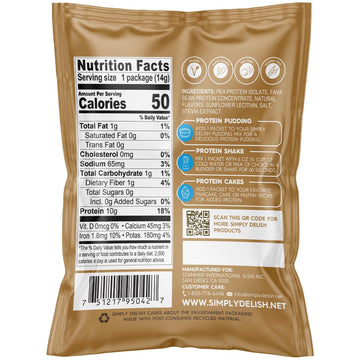 Simply Delish Plant-Based Protein Powder, Sugar Free, Vanilla, 0.49 Ounce (Pack of 6)