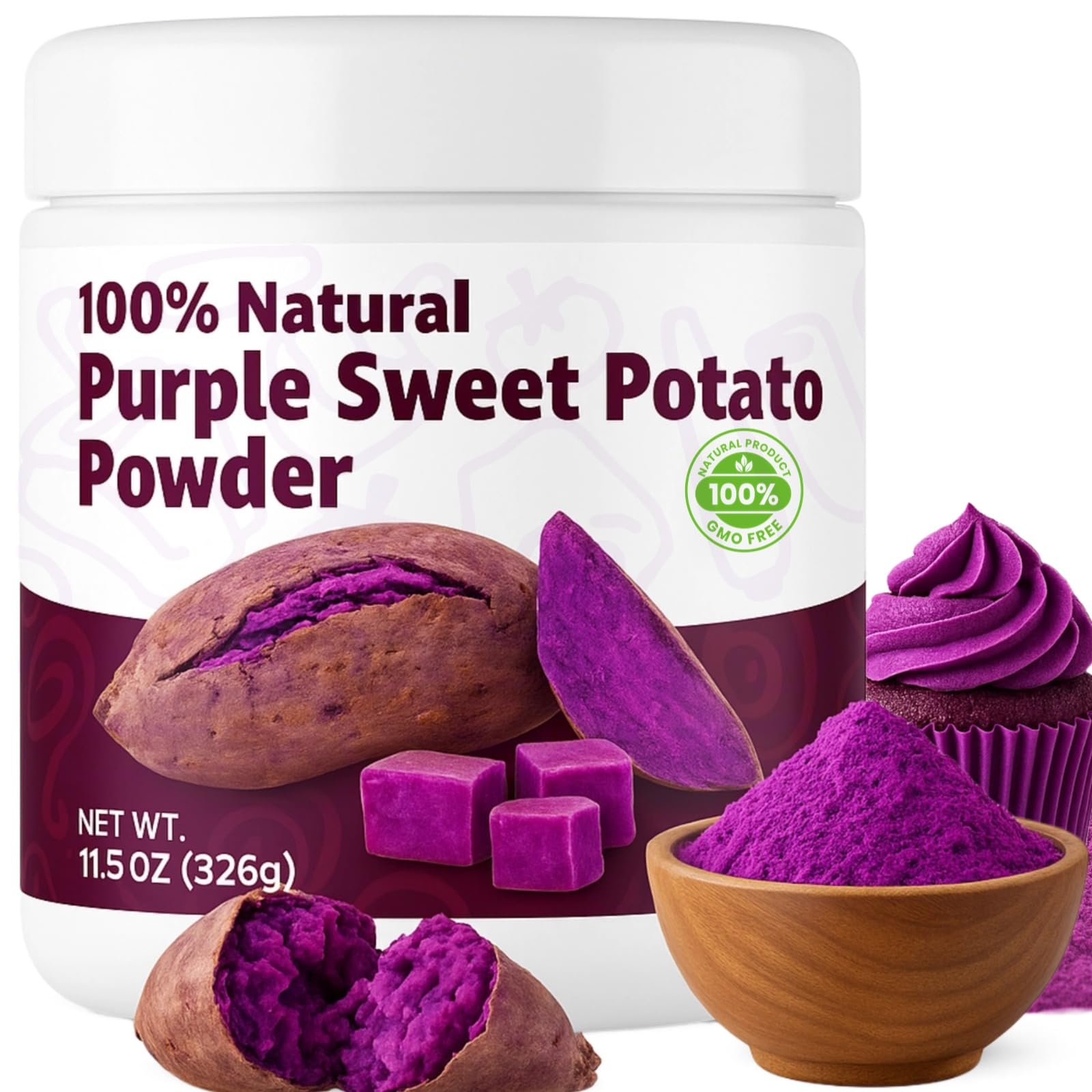 326g Purple Sweet Potato Powder - Pure Fine Ube Powder, Gluten-Free, Non-GMO, Natural Purple Yam Mix - Baking Smoothies Latte Fr