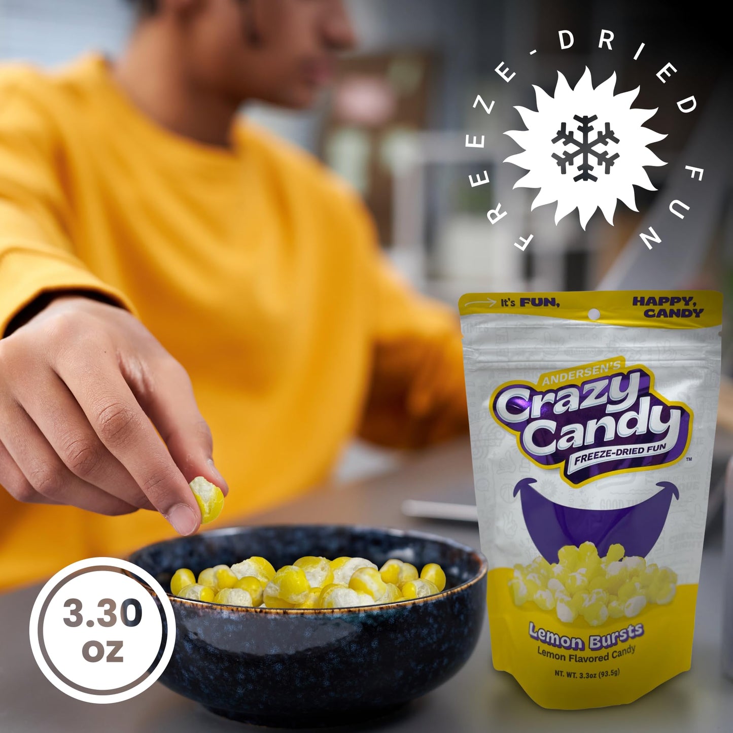 Andersen'S Crazy Candy Freeze Dried Candy - Freeze Dried Lemon Burst, 3.3 Ounces