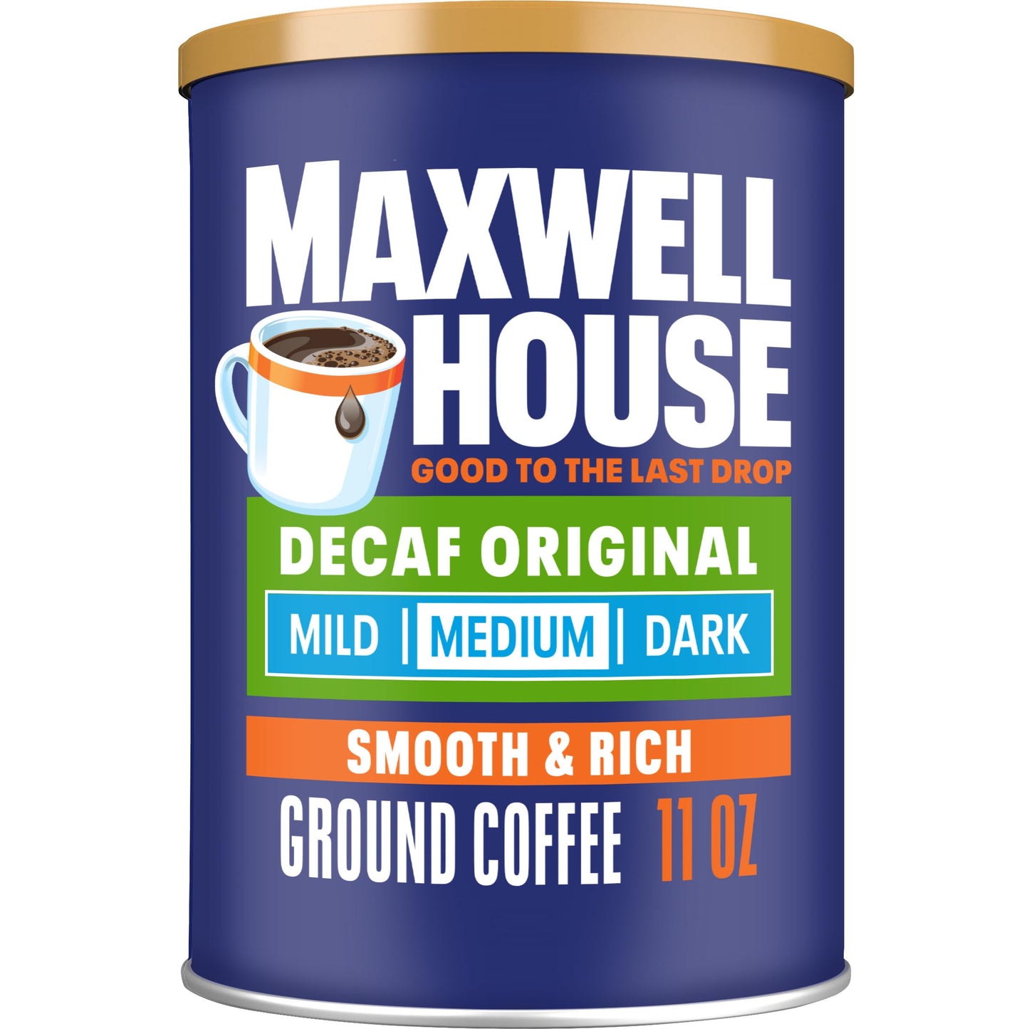 Maxwell House Original Blend Decaf Ground Coffee, Medium Roast, 11 Ounce Canister