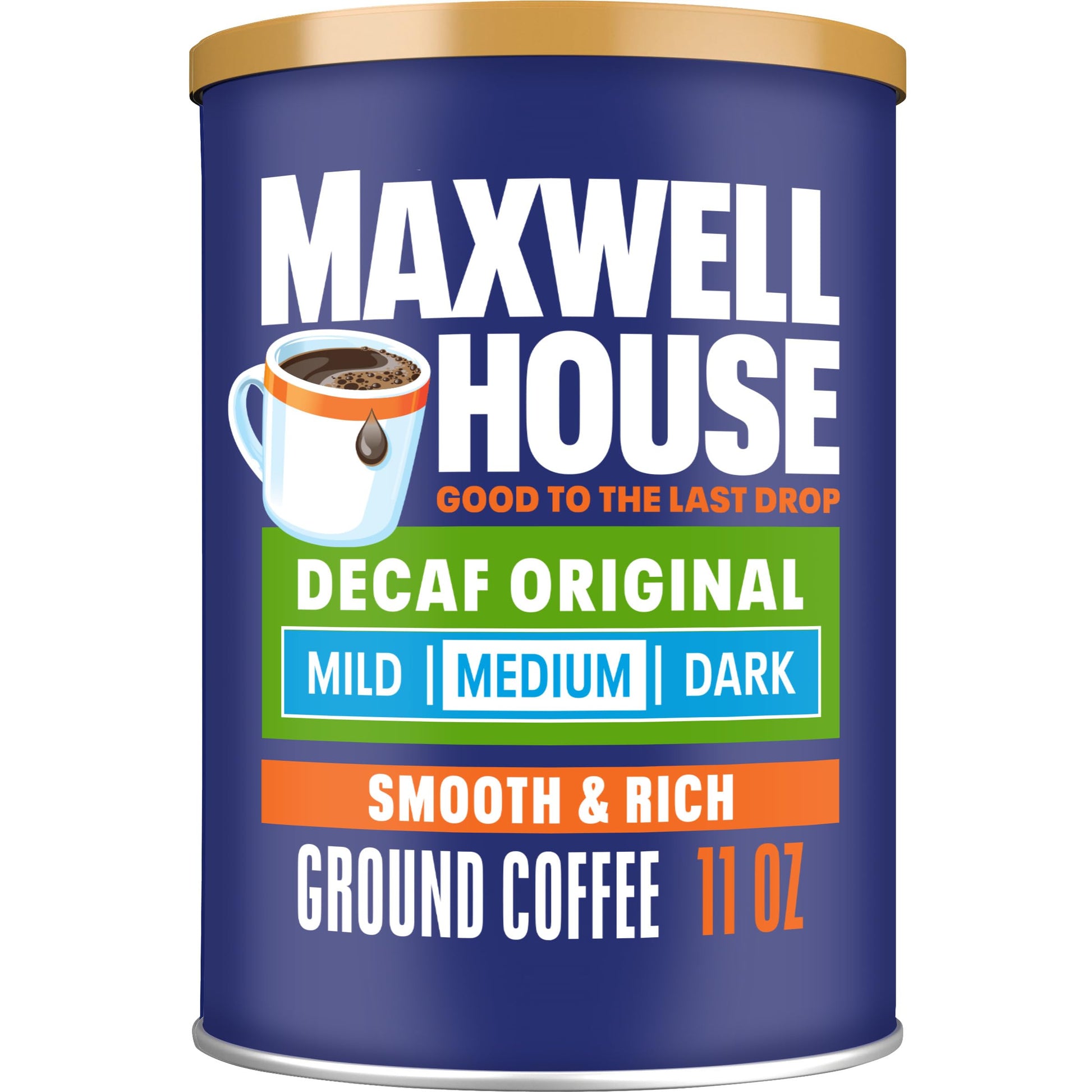 Maxwell House Original Blend Decaf Ground Coffee, Medium Roast, 11 Ounce Canister