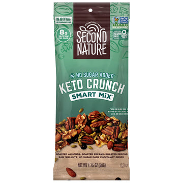 Second Nature Keto Crunch Smart Snack Mix, 1.75 Oz Individual Snack Packs (Pack Of 12) - Keto Gluten Free Snack - No Sugar Added