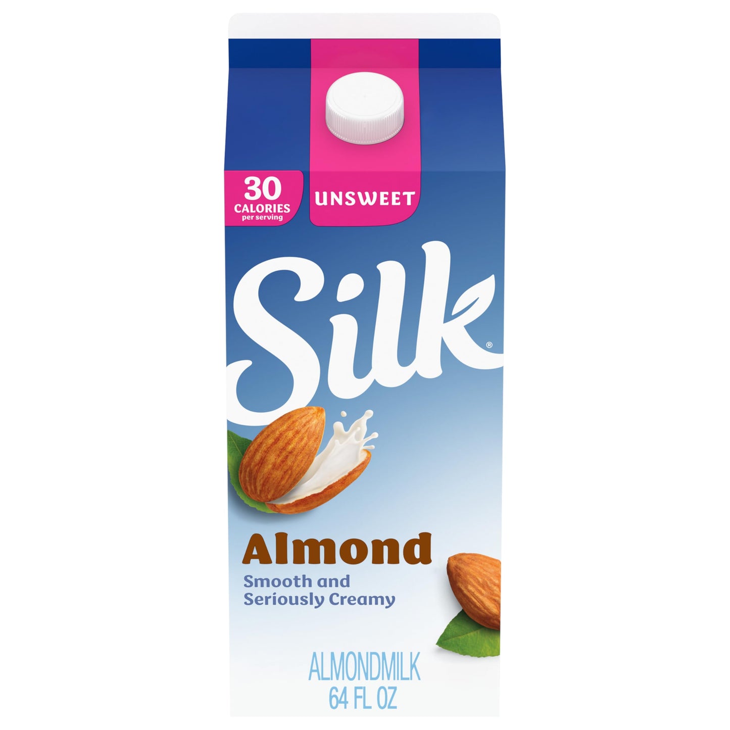 Silk Almond Milk, Unsweet, Dairy Free, Gluten Free, Seriously Creamy Vegan Milk with 50% More Calcium than Dairy Milk, 64 FL OZ