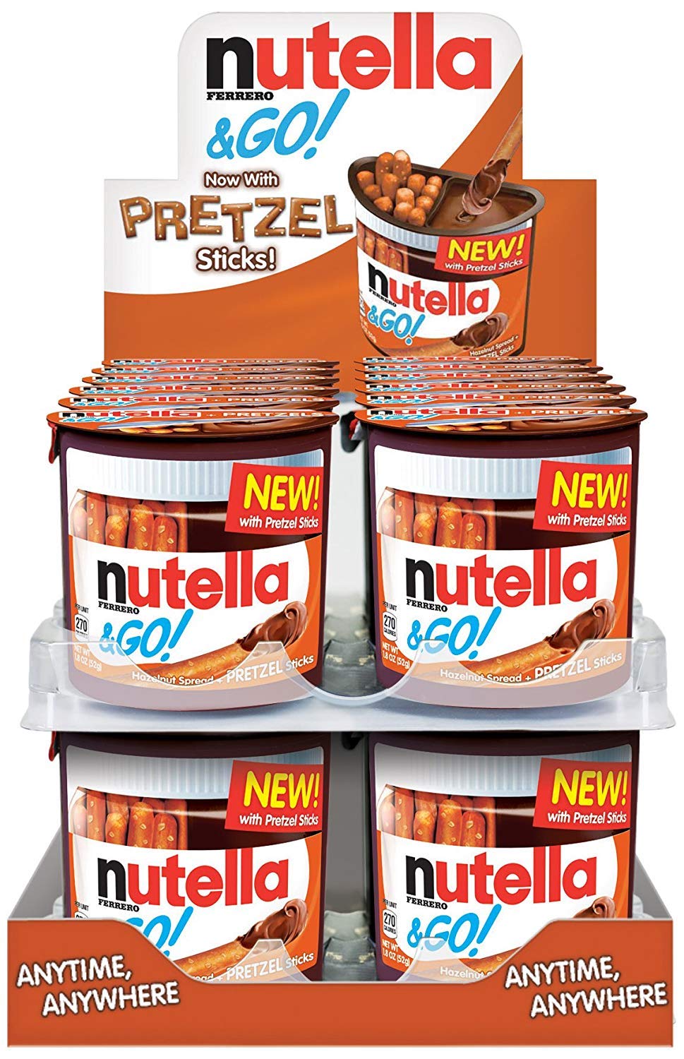 Nutella & GO! Hazelnut Cocoa Spread with Pretzel Sticks, 1.9 oz Each, Bulk 24 Pack, White