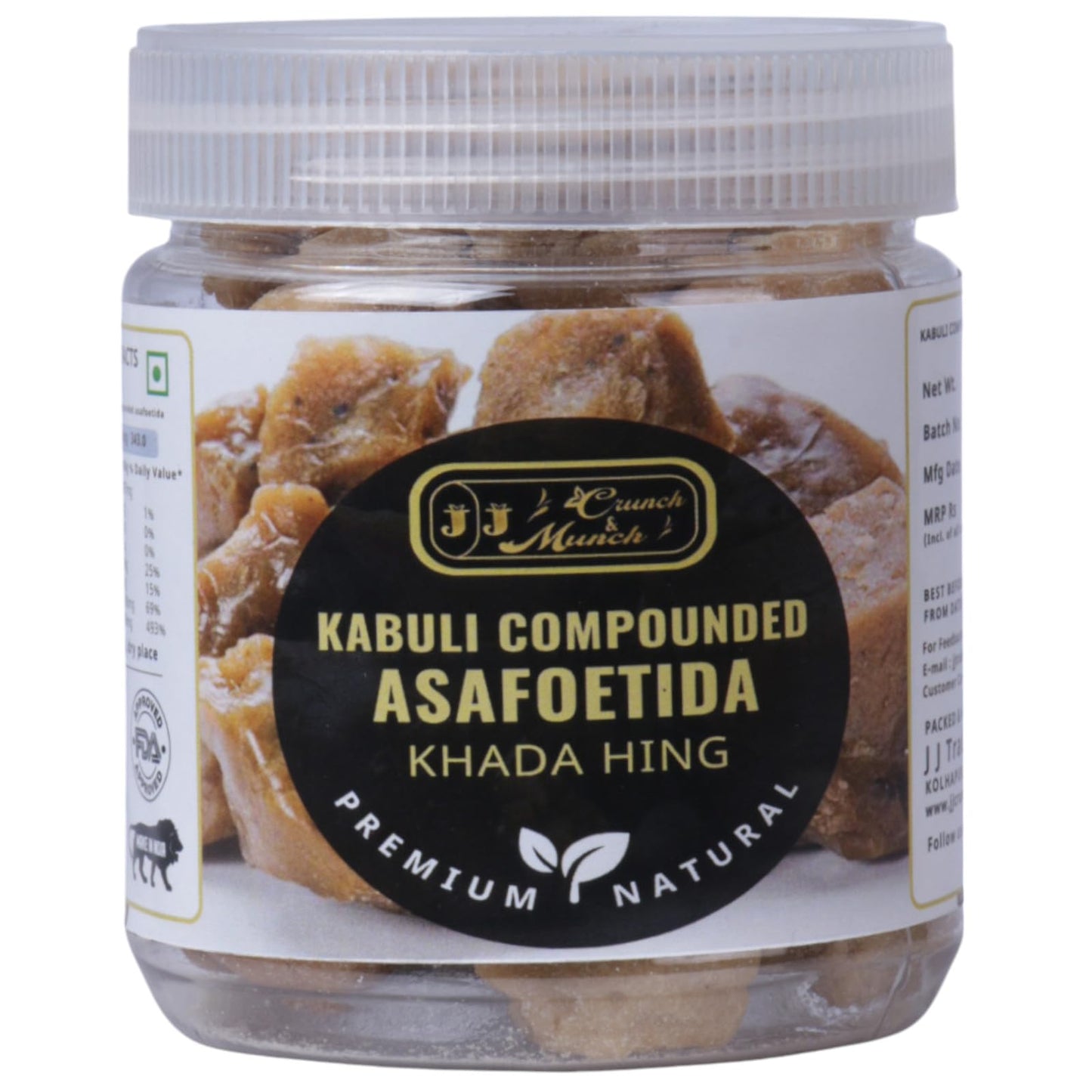 J J Crunch N Munch Hing Asafoetida Spice, Pure Natural Aromatic, 120g