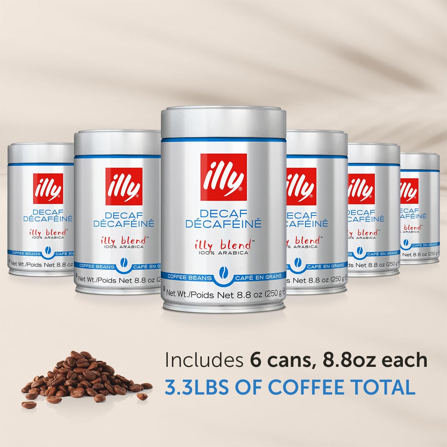 illy Whole Bean Coffee - Perfectly Roasted - Classico Decaf Roast - with Notes of Caramel, Toasted Bread & Chocolate - 100% Arab