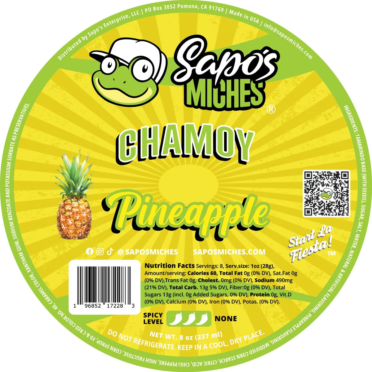 Sapo'S Miches Chamoy Rim Rimming Paste Sauce Candy Dip For Drinks, Micheladas, Fruit, 8 Oz (Pineapple)