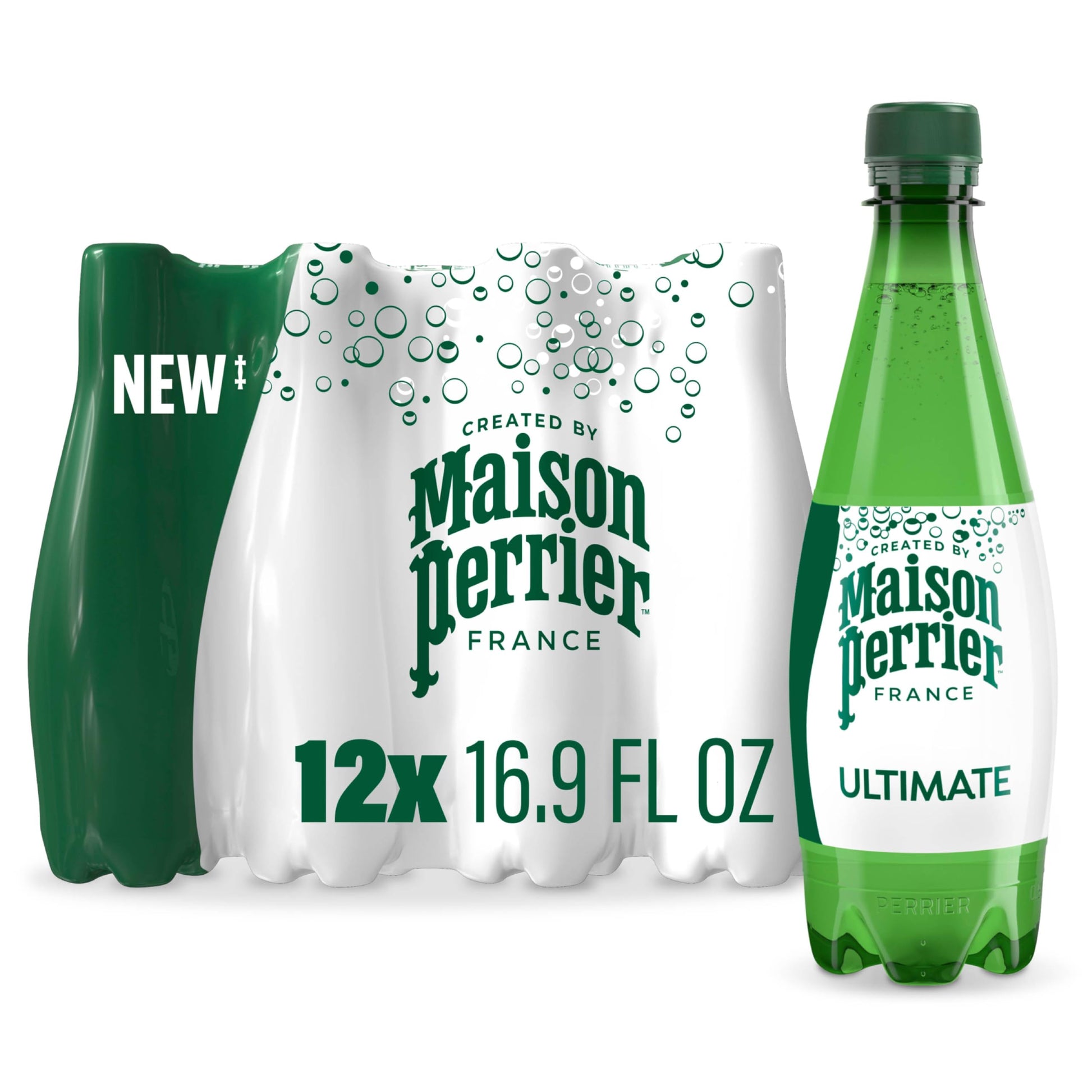 Maison Perrier Sparkling Water, Unflavored, 16.9 FL OZ, Pack of 12, Plastic Bottles