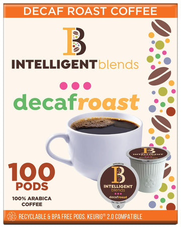 Intelligent Blends Dark Roast Decaf Coffee Pods, 100Ct. Solar Energy Produced Recyclable Single Serve Swiss Water Processed Deca