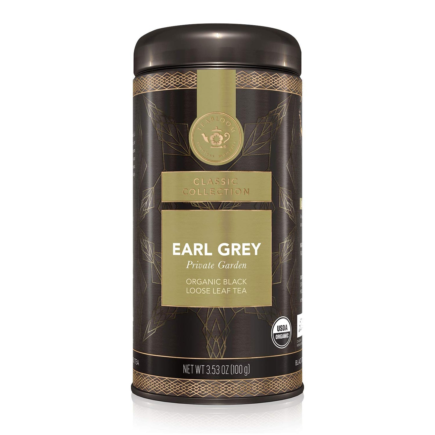 Teabloom Organic Black Tea, Earl Grey Private Garden Loose Leaf Tea, Classic Assam Whole Leaf Blend, Usda Certified Organic, Kos