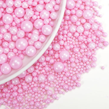 Dazzjoy Edible Pink Pearl Sprinkles, Pearl Sugar Sprinkles130g/4.58oz, Cupcake Toppers Cake Decorations, Easter Wedding Party Va