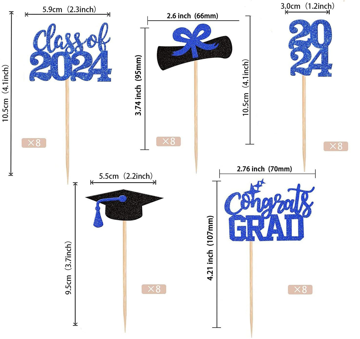 40 Pieces 2024Graduation Theme Paper Cupcake Decoration Flash Grade 2024Graduation Hat Certificate Paper Cupcake Selection 2024