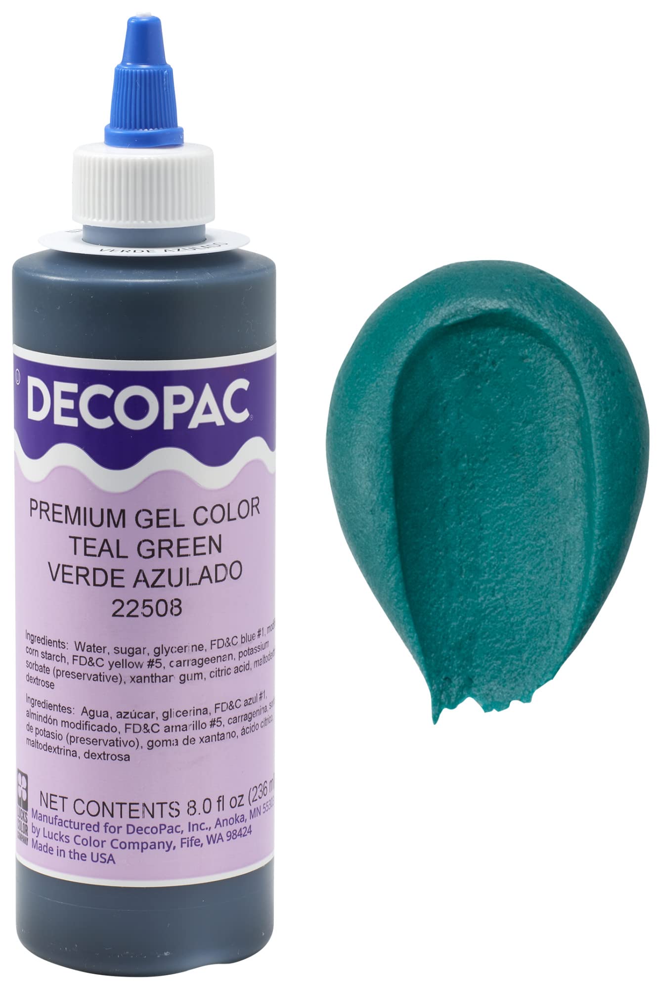 Decopac Premium Gel Food Color, Edible Coloring For Use With Buttercream Or Whipped Icing, Fondant & Piping Gel, Highly Concentrated Gel, 8Oz - Teal Green