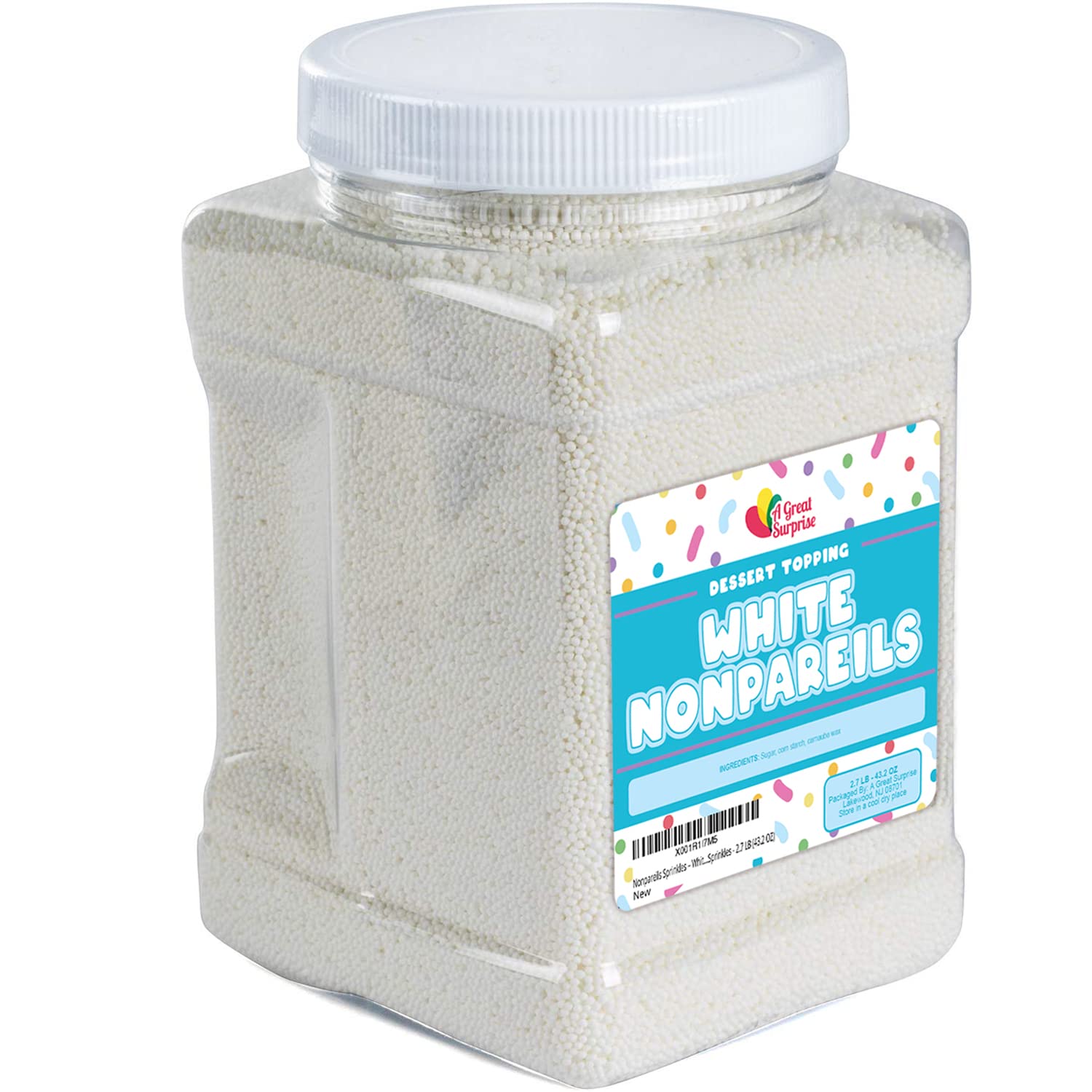 White Nonpareils Sprinkles - Memorial Day Sprinkles - Bulk Nonpareils Ivory - Bulk Wedding Sprinkles - 2.7 Lb (43.2 Oz) - Elegant Sprinkle - Dessert Sprinkles