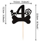 1 Pcs 4Th Birthday Cake Topper Black Glitter Dog Paw Four Years Old Birthday Puppy Dog Bone Cake Pick For Let'S Pawty Baby Showe