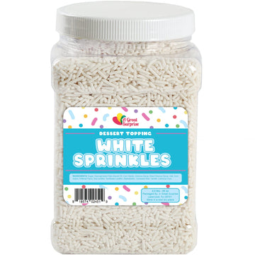 White Sprinkles Bulk - Easter Sprinkle Toppings - 2.2 Lb Bulk Jimmies In Resealable Container - Sprinkle For Baking, Cookies, Cake And More