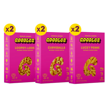 GOODLES Pasta Variety Pack 6 Pack, 8oz - 10g Protein, 7g Fiber with Prebiotics, 21 Plant-Based Nutrients | Kosher | Clean Label 