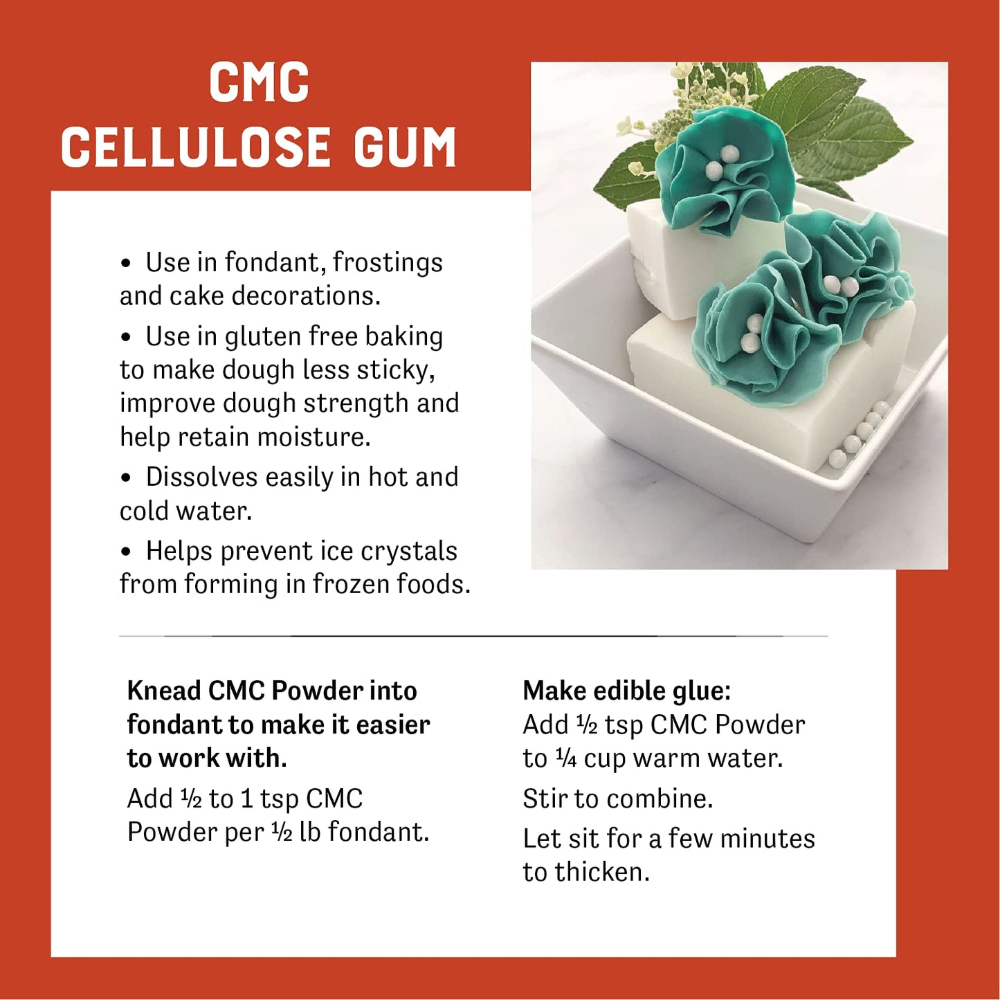 Judee'S Premium Cmc Powder 1 Lb (16 Oz) - Use In Fondant, Frostings, And Cake Decorations - Improves Gluten Free Dough - Prevent
