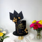 Gyufise Paper Palm Fan Cake Toppers, Black, 4.7 x 5.1, Model ZN0680-7, 6 Pcs for Birthday & Wedding Party Decorations