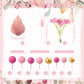 Fumete Boho Cake Topper Set, 53 Pcs Foam Balloons & Palm Leaves, Pink & Gold for Baby Shower, Birthday, Wedding Cake Decoration