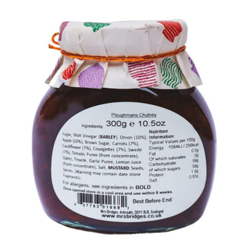 Mrs Bridges Ploughmans Chutney, Made in Scotland, 10.5oz Jar (Pack of 3)