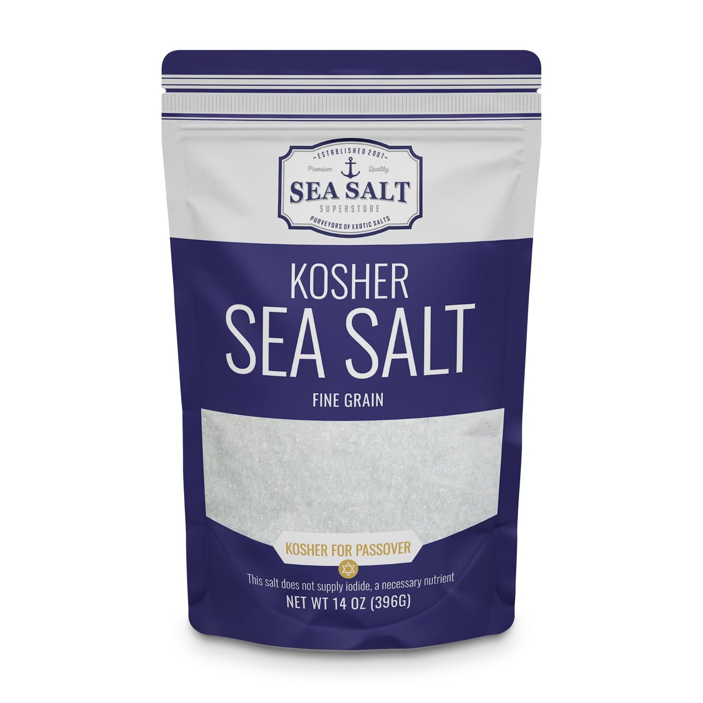 Fine Grain Kosher Salt  Non-Iodized & Natural Fine Replacement for Table Salt for Table Shakers  14 oz Bag
